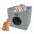 JESPET Foldable Cat Condo, Cat Cube House & Sleepping Bed with Lying Surface and 2 Reversible Cushions, Cat Hiding Place, Cat Cave, Linenette Fabric, Felt and Engineered Wood, Scratch Resista