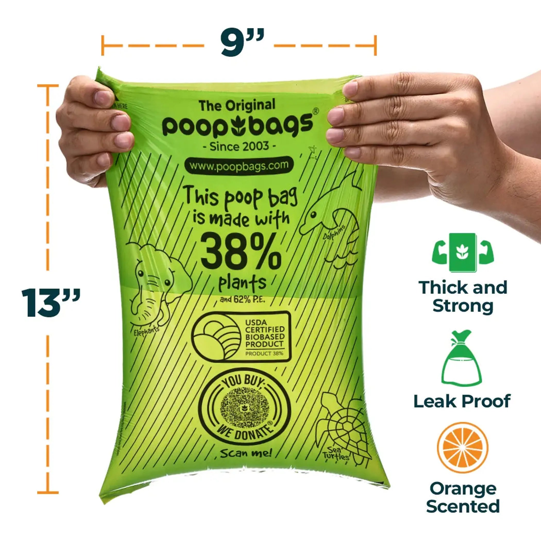 The Original Poop Bags Orange Scented USDA Biobased Rolls