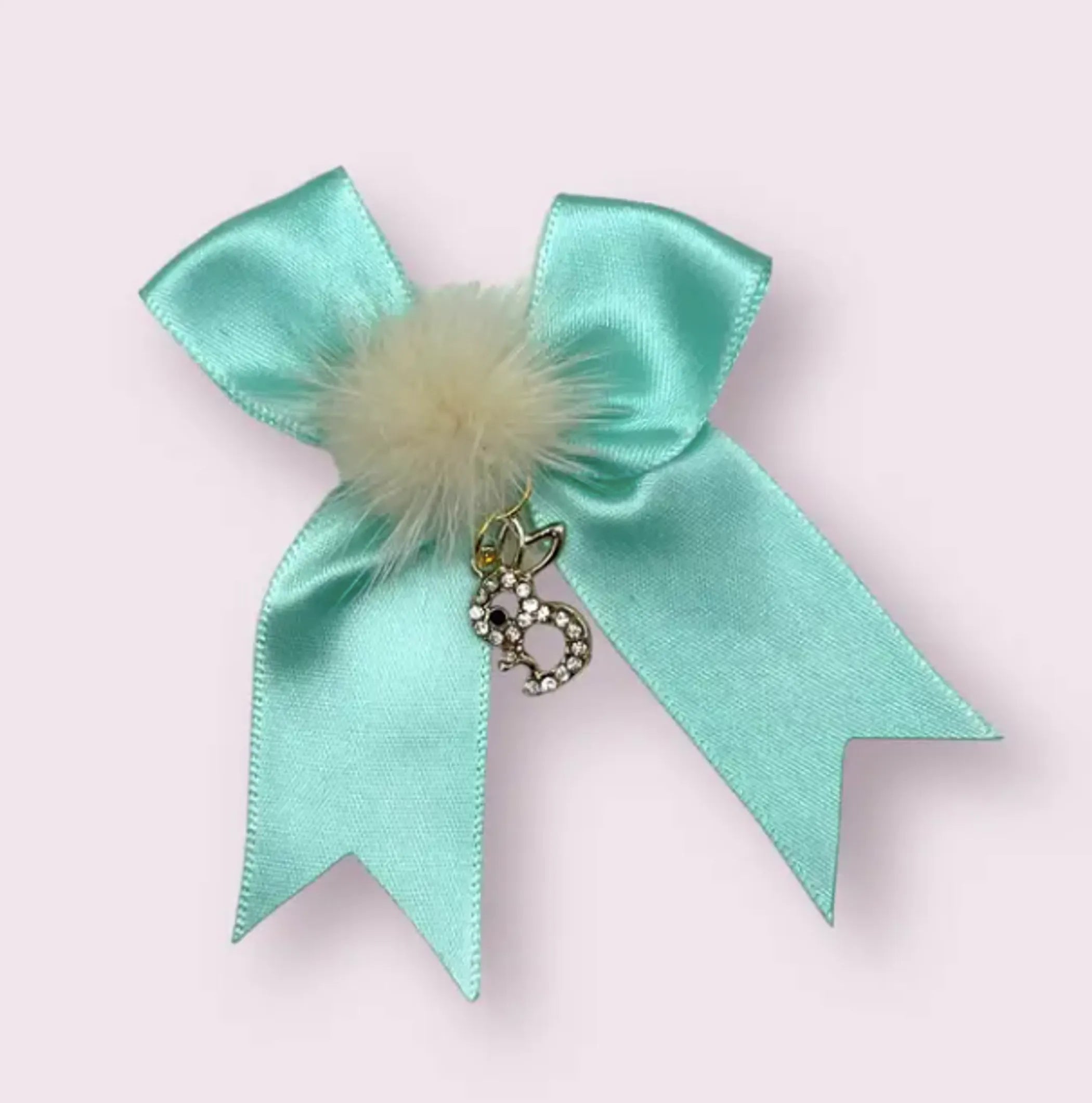 Rhinestone Bunny and Mink Pom Bows