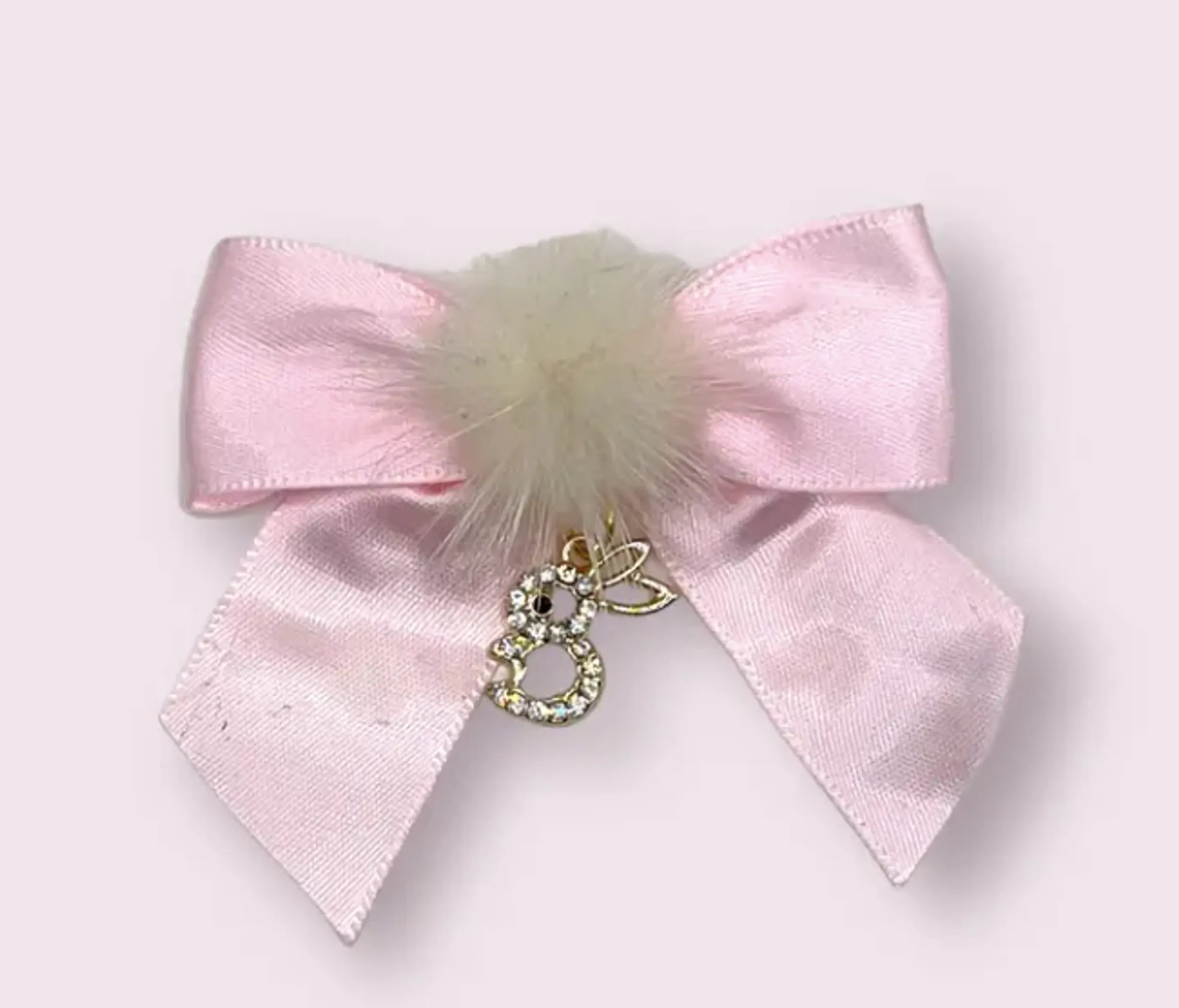 Rhinestone Bunny and Mink Pom Bows