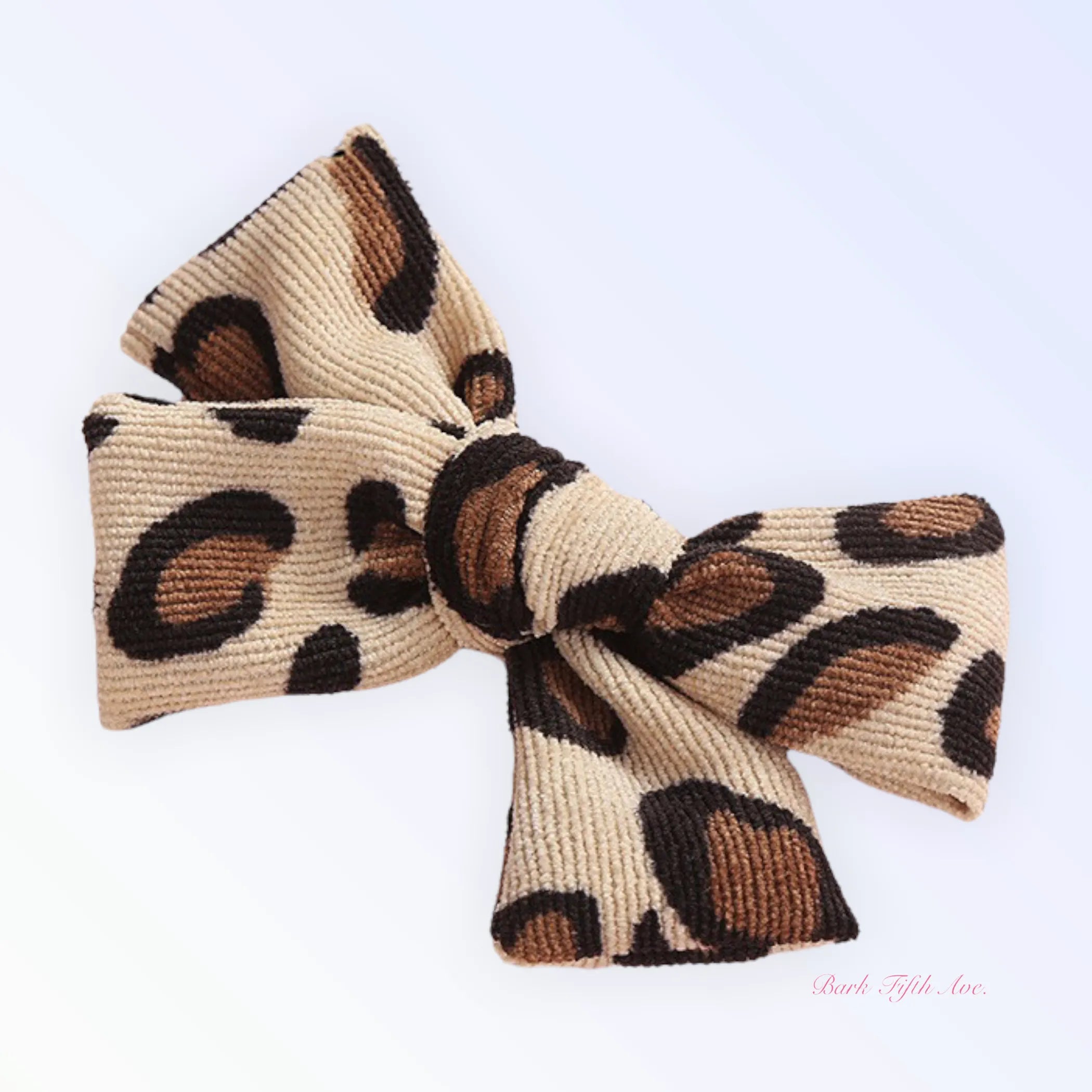 Cheetah Corduroy Knot Bow Hair Clip