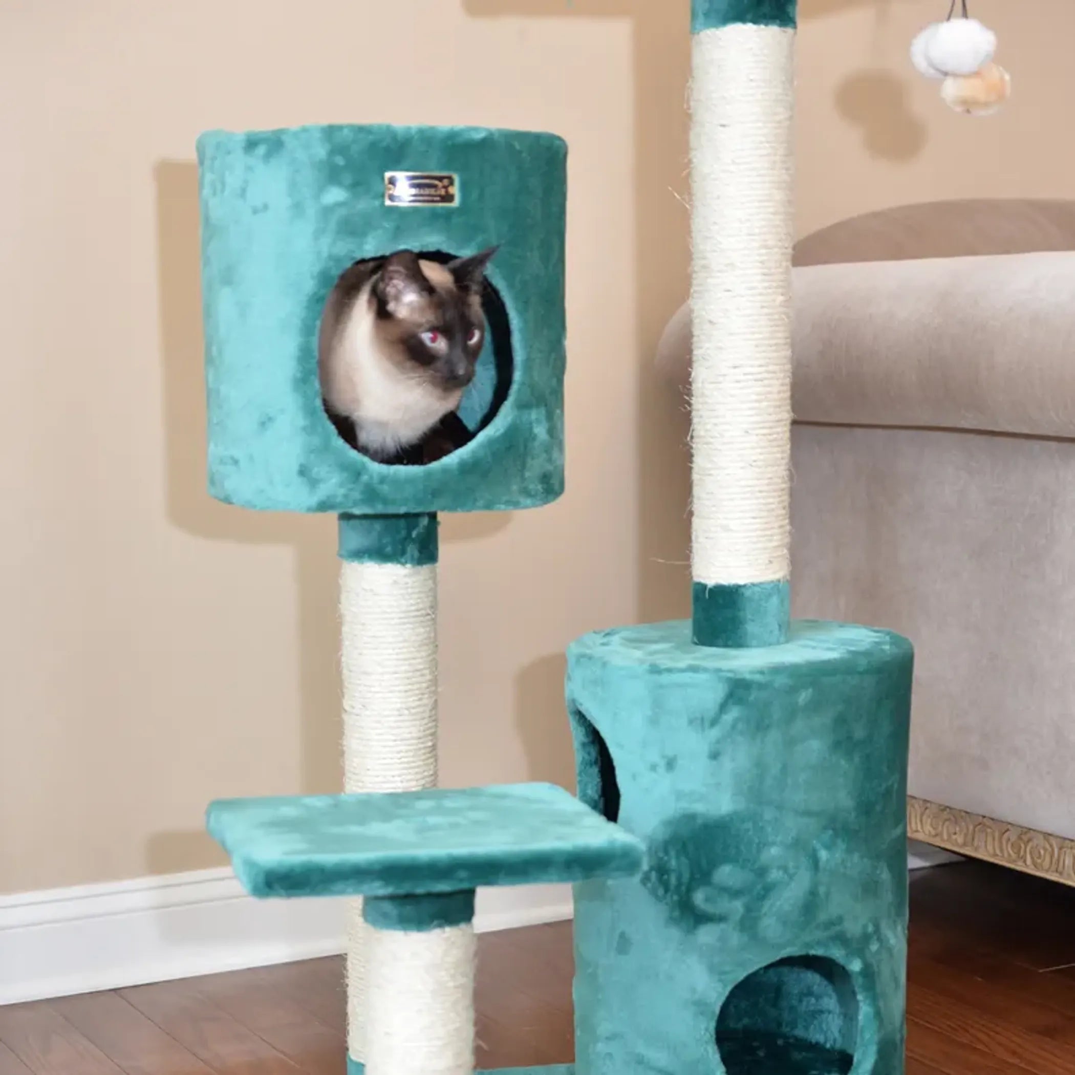 Real Woood Cat Tree House W 2 Private Condos 43