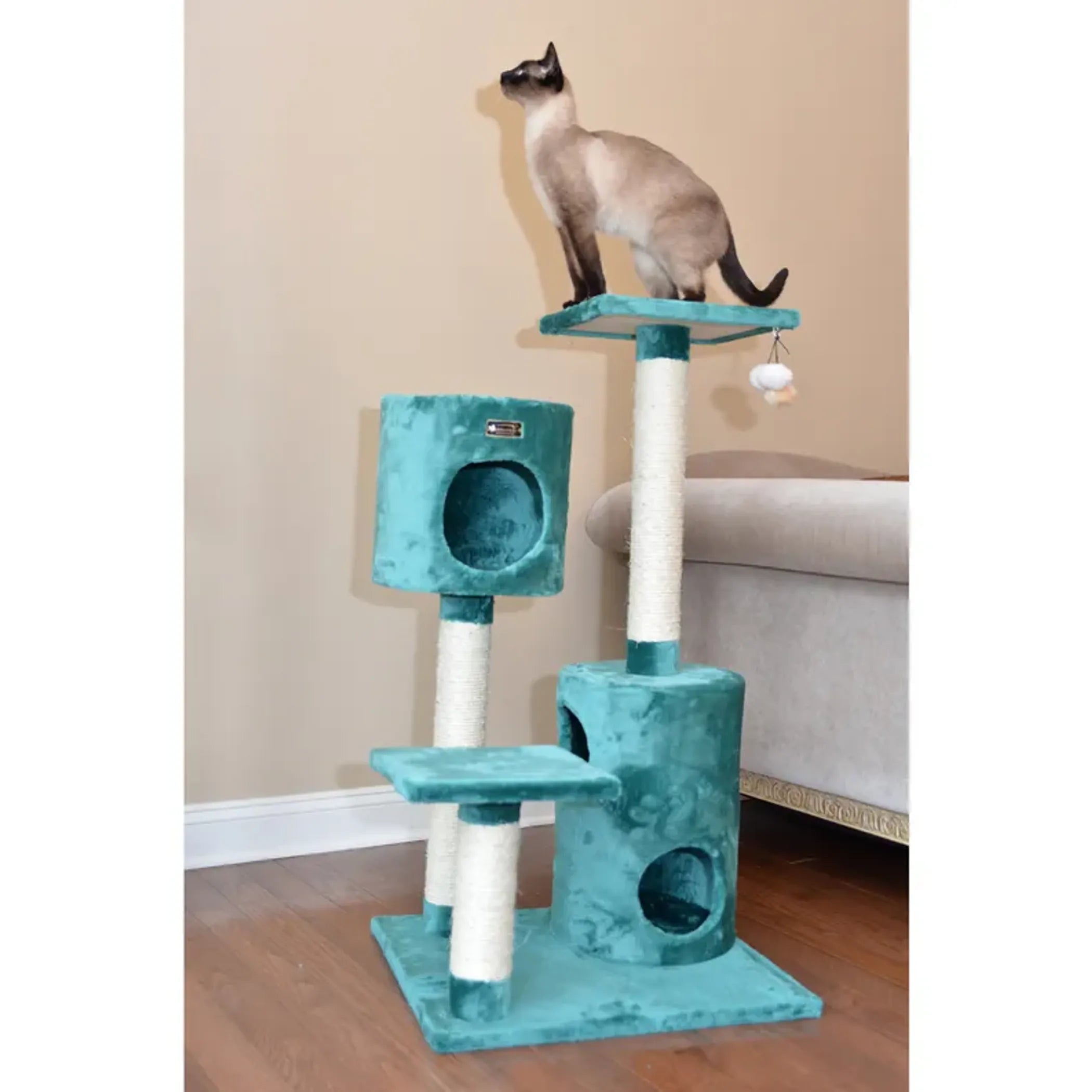 Real Woood Cat Tree House W 2 Private Condos 43