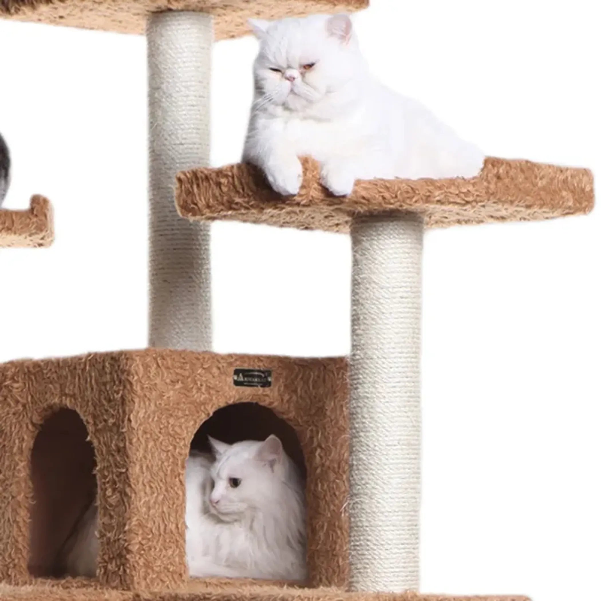 Real Wood 74" Multi-Level Cat Tree Large Cat Play Furniture