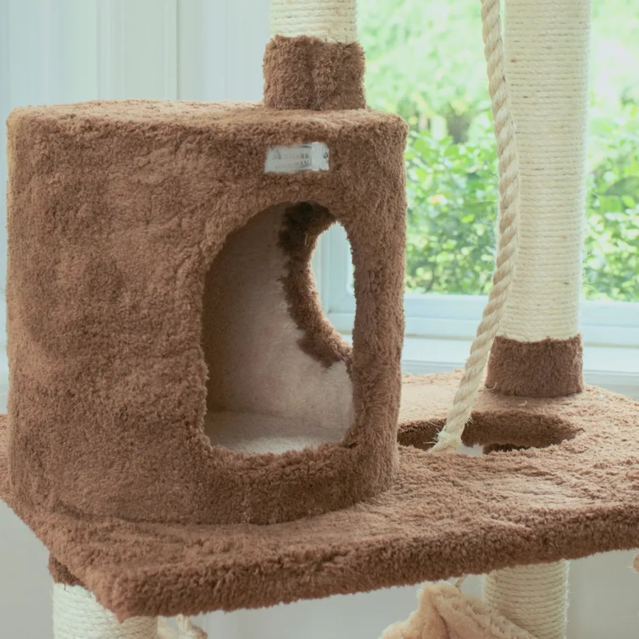 Real Wood 70" Cat tree With Scratch posts, Hammock for Cats