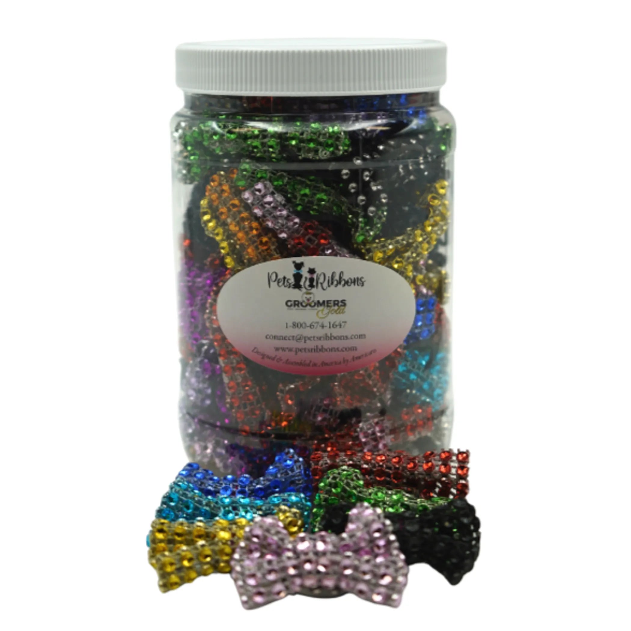 GG107 | 50-100 Dog Cat Bows on Velcro Fastener - Bling 1.5"|Pets Ribbons