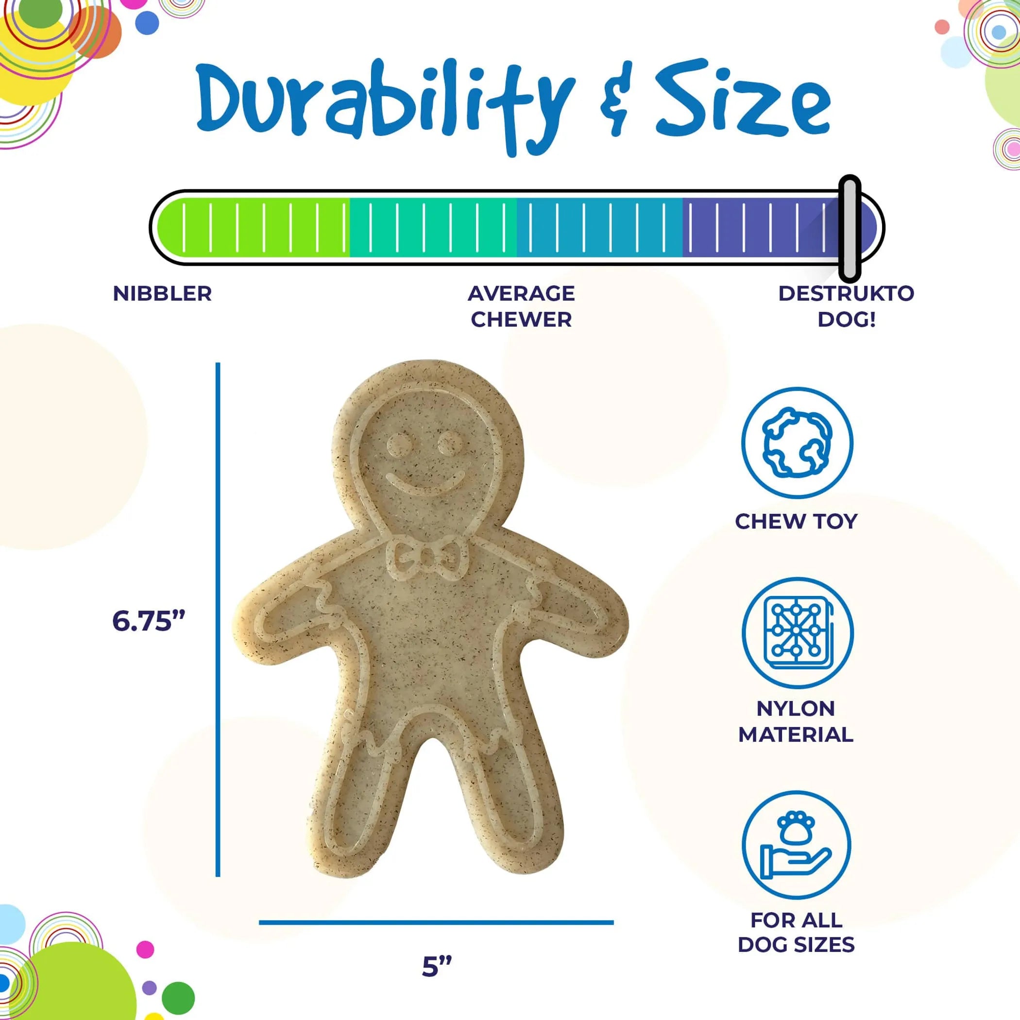 SP Gingerbread Man Ultra Durable Nylon Dog Chew Toy for Aggressive Chewers
